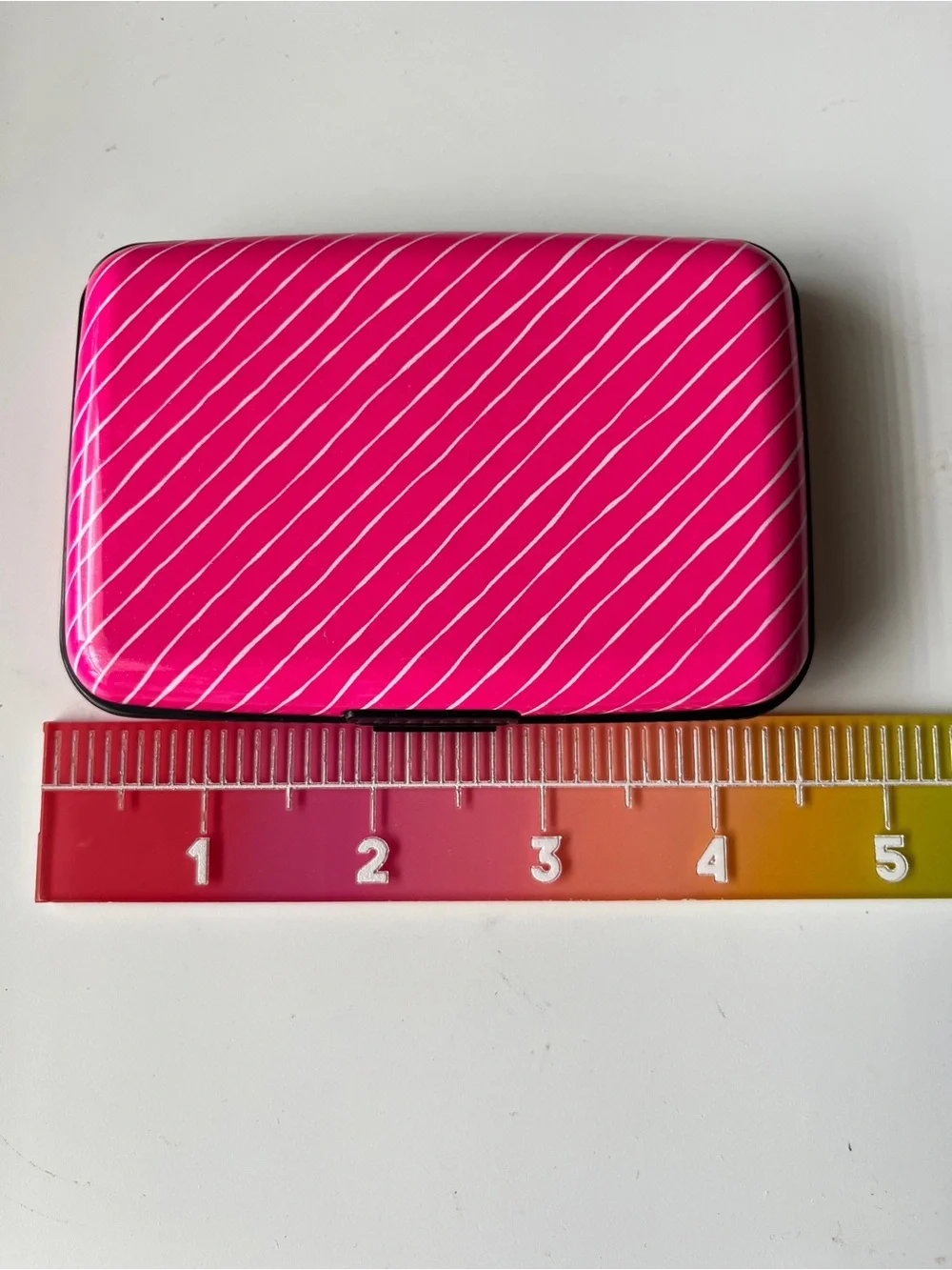 Pink Diagonal Stripe Card Case